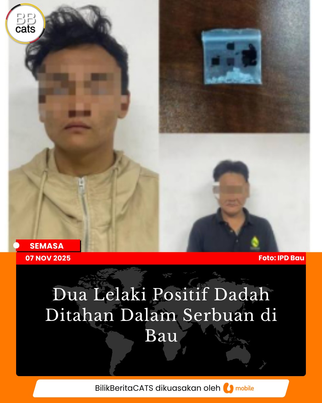 Dua Lelaki Ditahan di Bau Susulan Penyalahgunaan Dadah