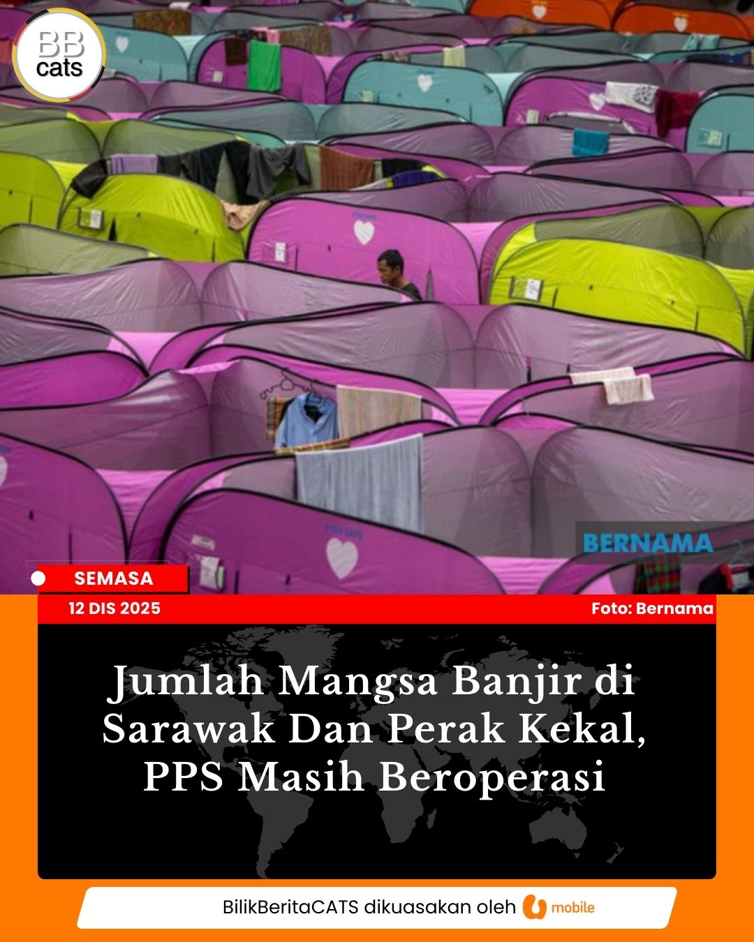 Jumlah Mangsa Banjir di Sarawak Dan Perak Kekal, PPS Masih Beroperasi
