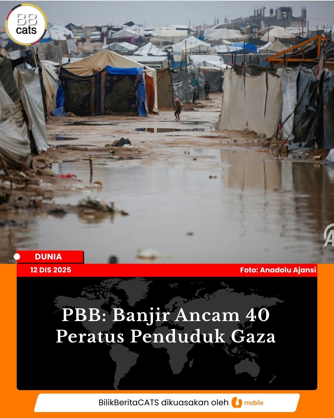 PBB: Banjir Ancam 40 Peratus Penduduk Gaza