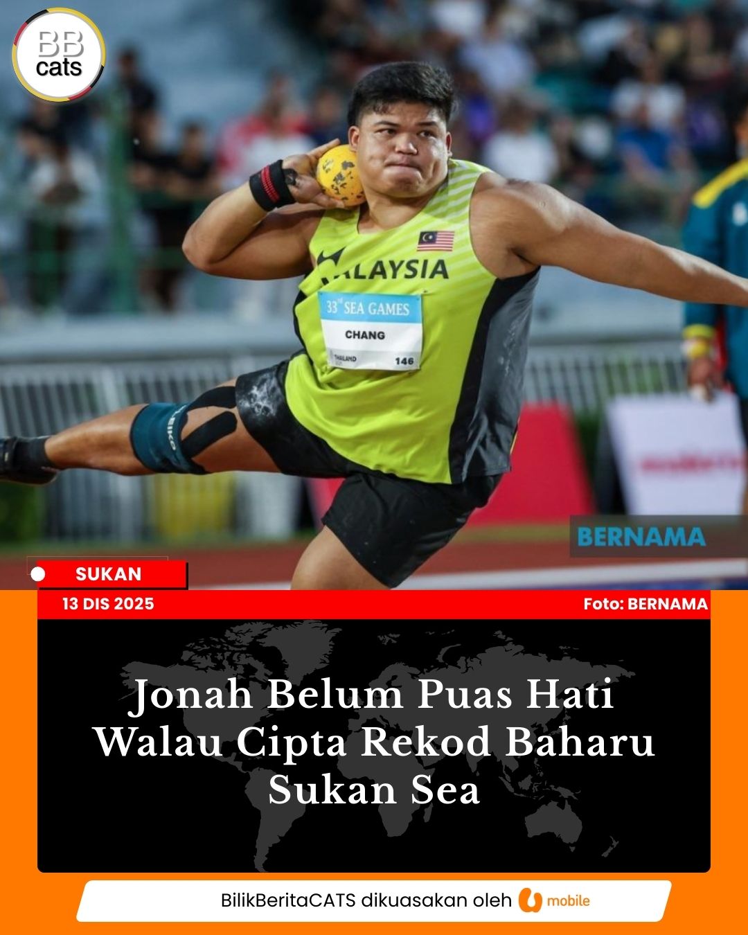 Jonah Belum Puas Hati Walau Cipta Rekod Baharu Sukan Sea