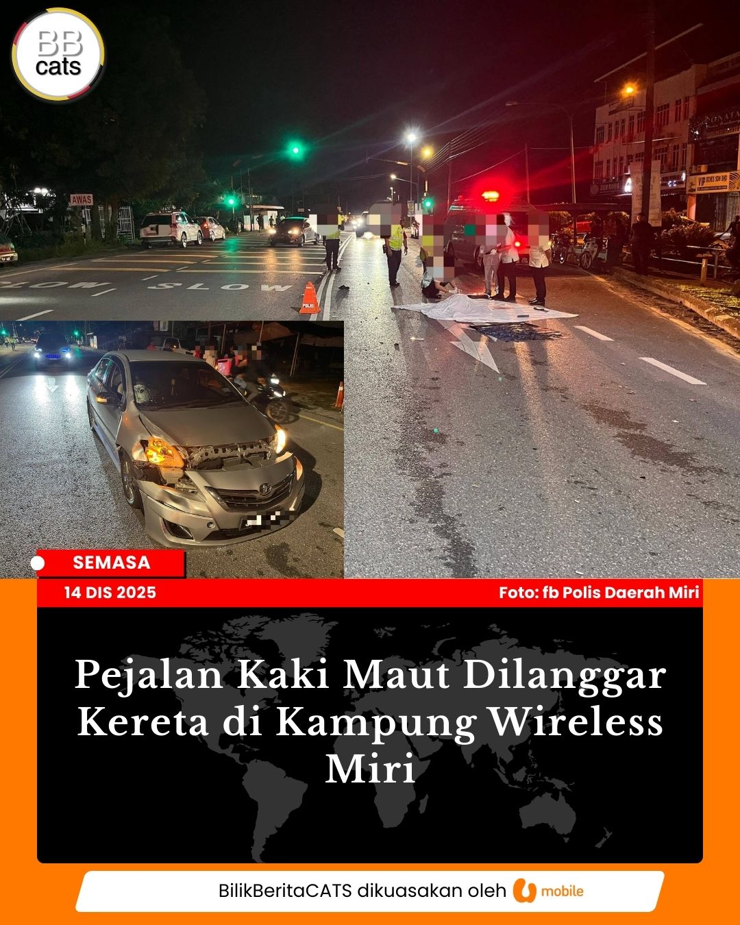 Pejalan Kaki Maut Dilanggar Kereta di Kampung Wireless Miri