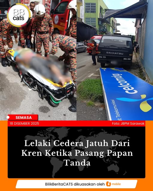 Lelaki Cedera Jatuh Dari Kren Ketika Pasang Papan Tanda