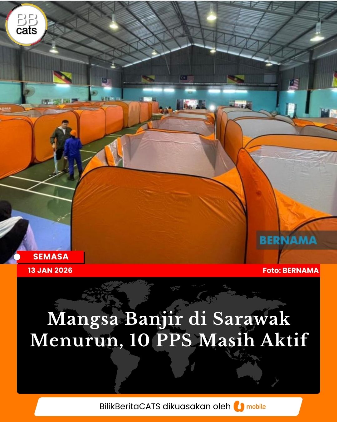 Mangsa Banjir di Sarawak Menurun, 10 PPS Masih Aktif