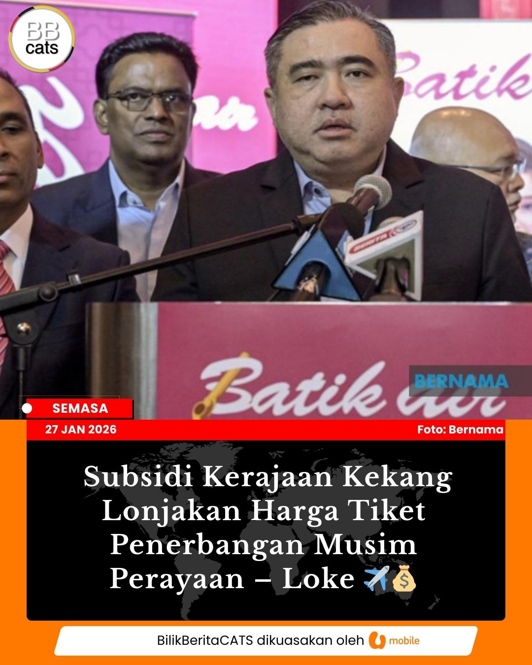 Subsidi Kerajaan Kekang Lonjakan Harga Tiket Penerbangan Musim Perayaan