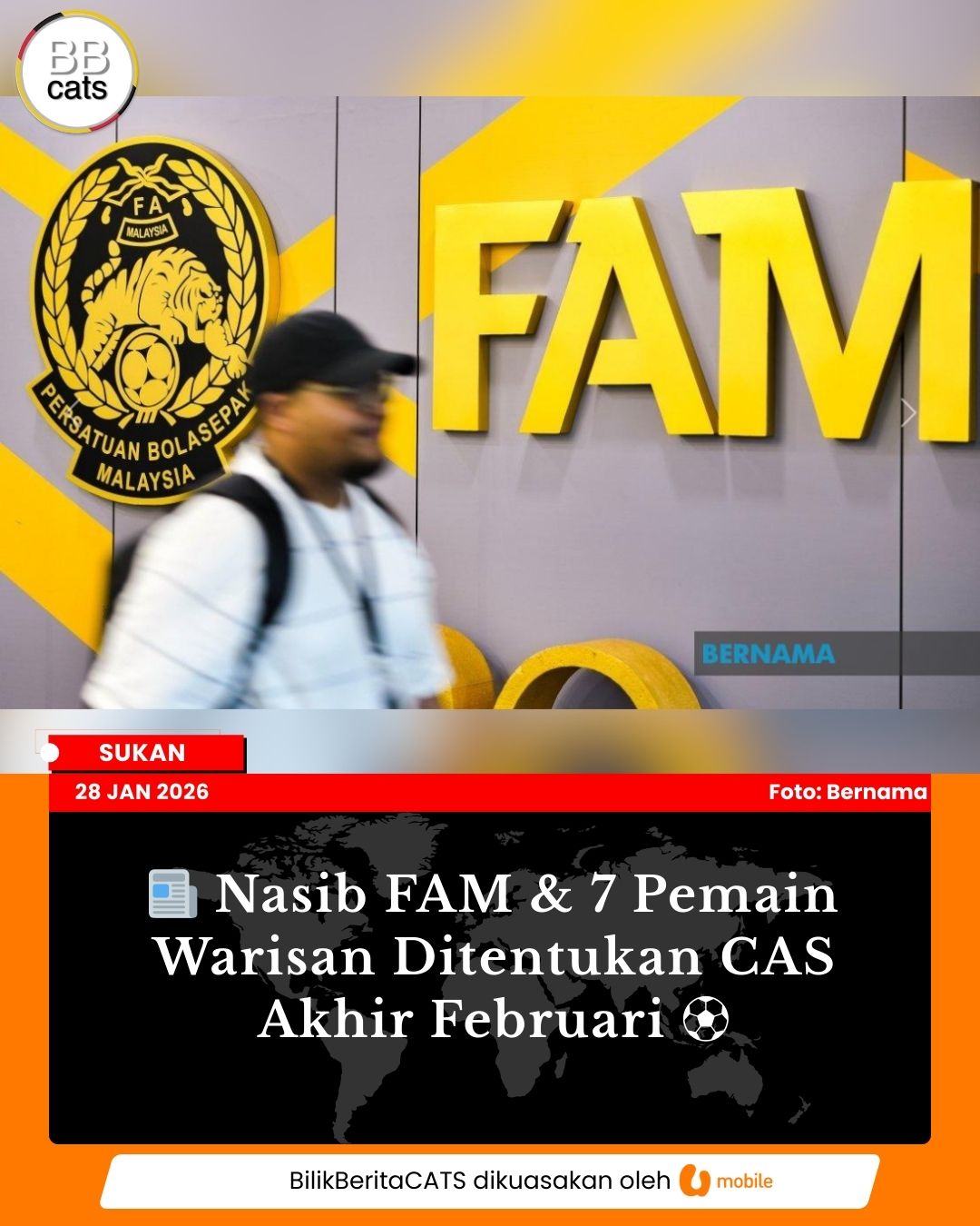 Nasib FAM & 7 Pemain Warisan Ditentukan CAS Akhir Februari