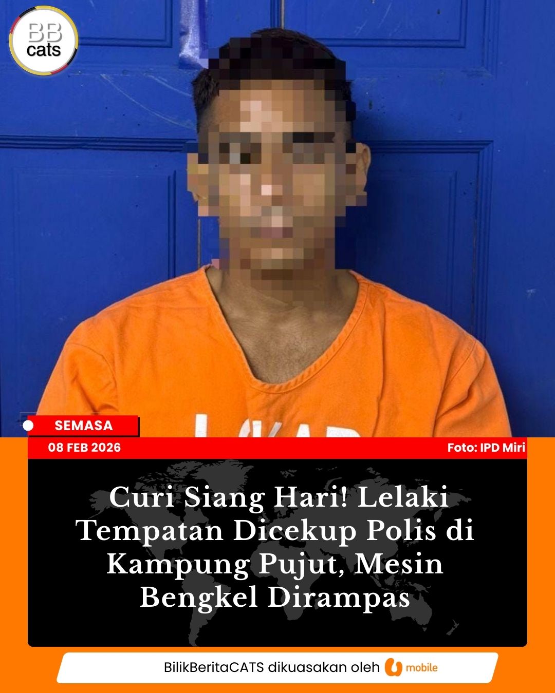 Curi Siang Hari! Lelaki Tempatan Dicekup Polis di Kampung Pujut, Mesin Bengkel Dirampas