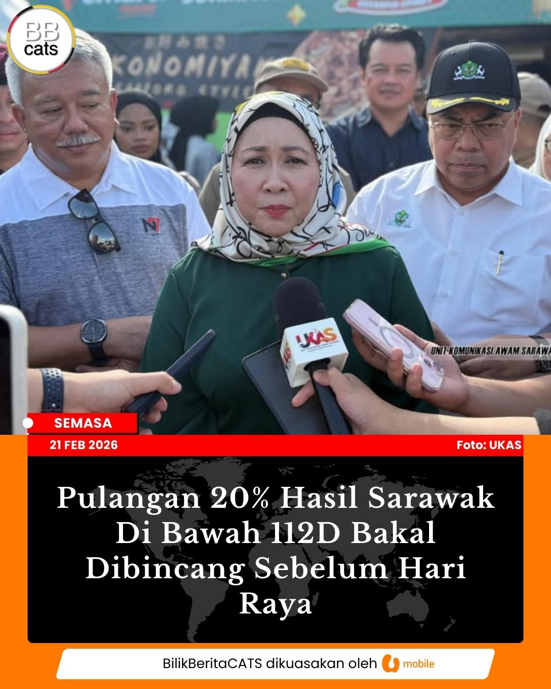 Pulangan 20% Hasil Sarawak Di Bawah 112D Bakal Dibincang Sebelum Hari Raya