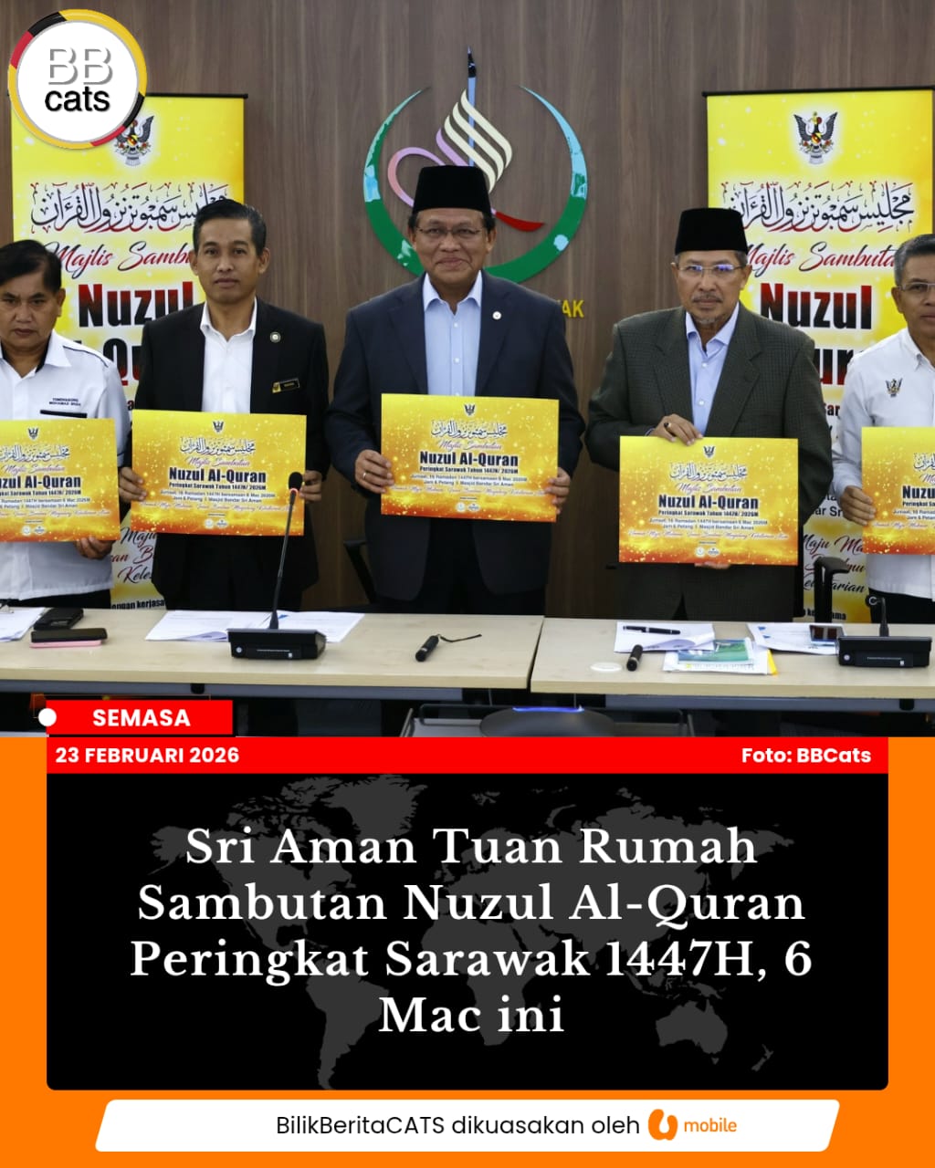 Sri Aman Tuan Rumah Sambutan Nuzul Al-Quran Peringkat Sarawak 1447H, 6 Mac ini