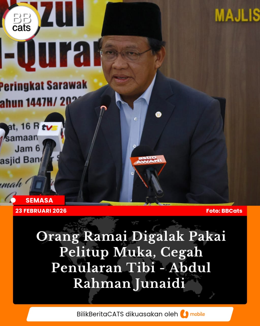Orang Ramai Digalak Pakai Pelitup Muka, Cegah Penularan Tibi - Abdul Rahman Junaidi