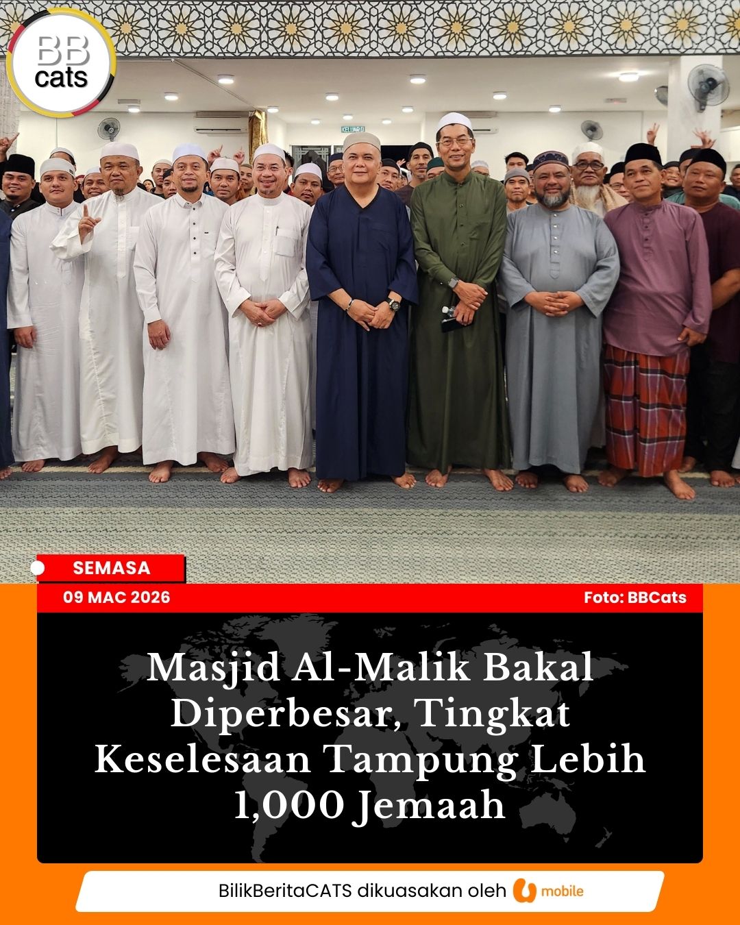 Masjid Al-Malik Bakal Diperbesar, Tingkat Keselesaan Tampung Lebih 1,000 Jemaah