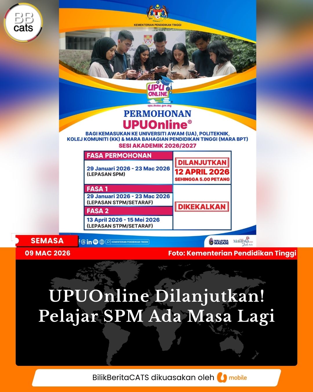 UPUOnline Dilanjutkan! Pelajar SPM Ada Masa Lagi