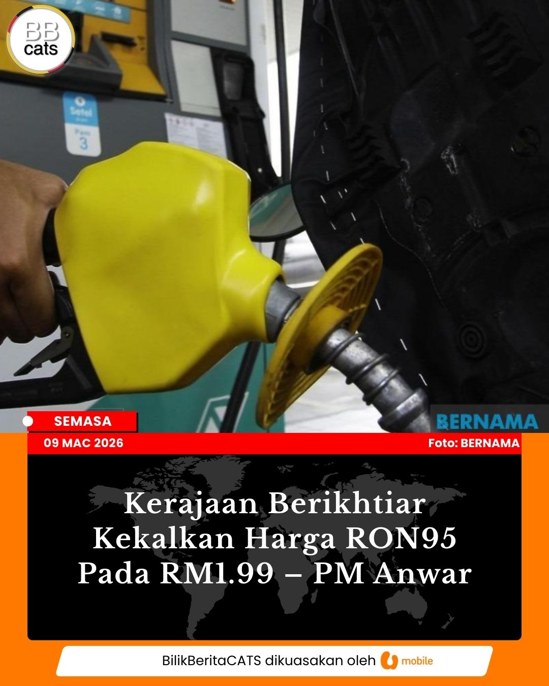 Kerajaan Berikhtiar Kekalkan Harga RON95 Pada RM1.99 – PM Anwar