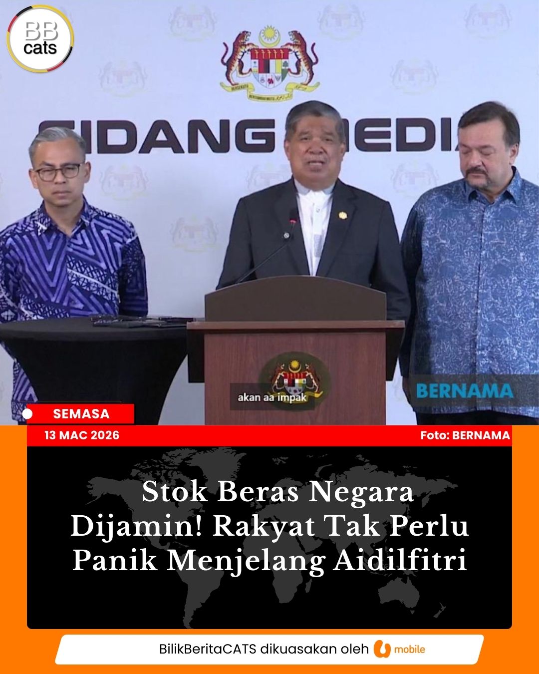 Stok Beras Negara Diperkukuh Hingga 9 Bulan, Rakyat Diminta Tenang Menjelang Aidilfitri