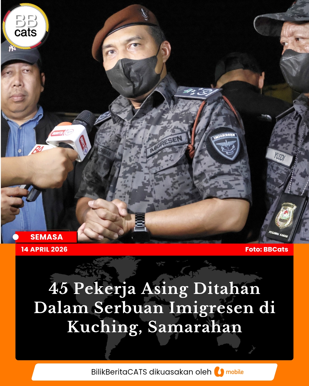45 Pekerja Asing Ditahan Dalam Serbuan Imigresen di Kuching, Samarahan