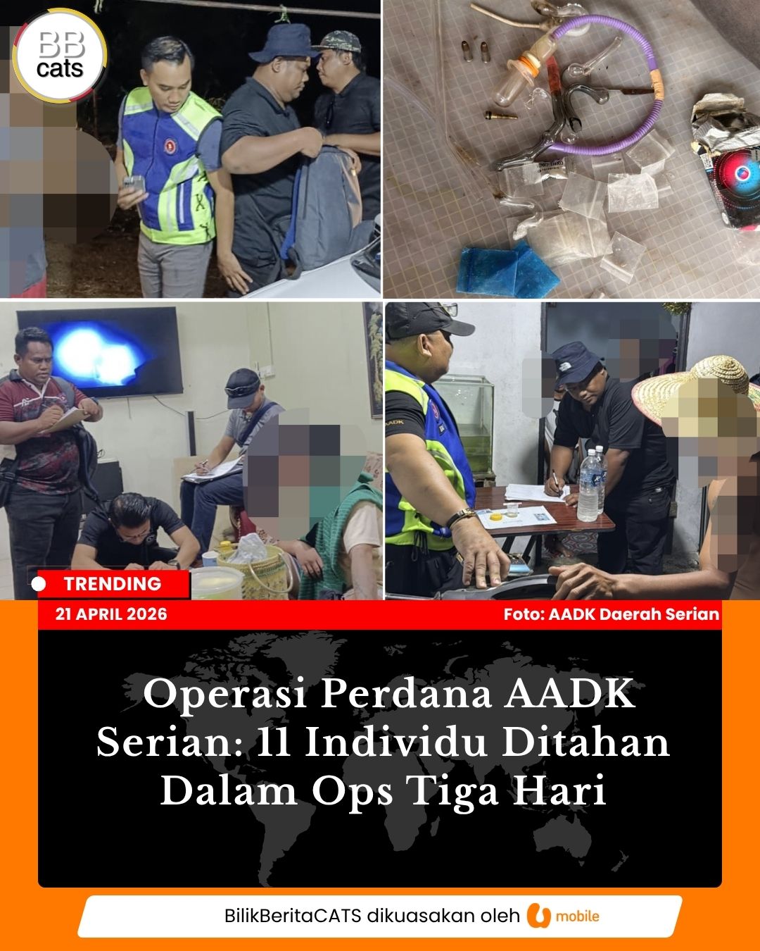 Operasi Perdana AADK Serian: 11 Individu Ditahan Dalam Ops Tiga Hari