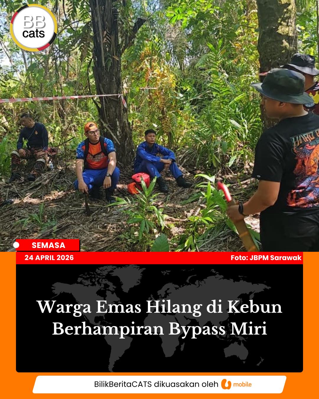 Warga Emas Hilang di Kebun Berhampiran Bypass Miri