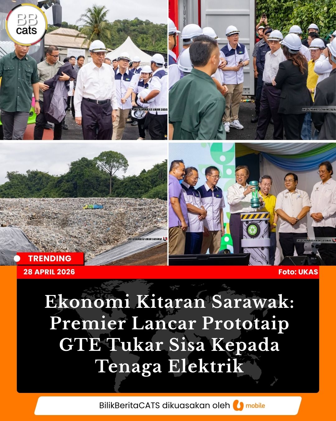 Ekonomi Kitaran Sarawak: Premier Lancar Prototaip GTE Tukar Sisa Kepada Tenaga Elektrik