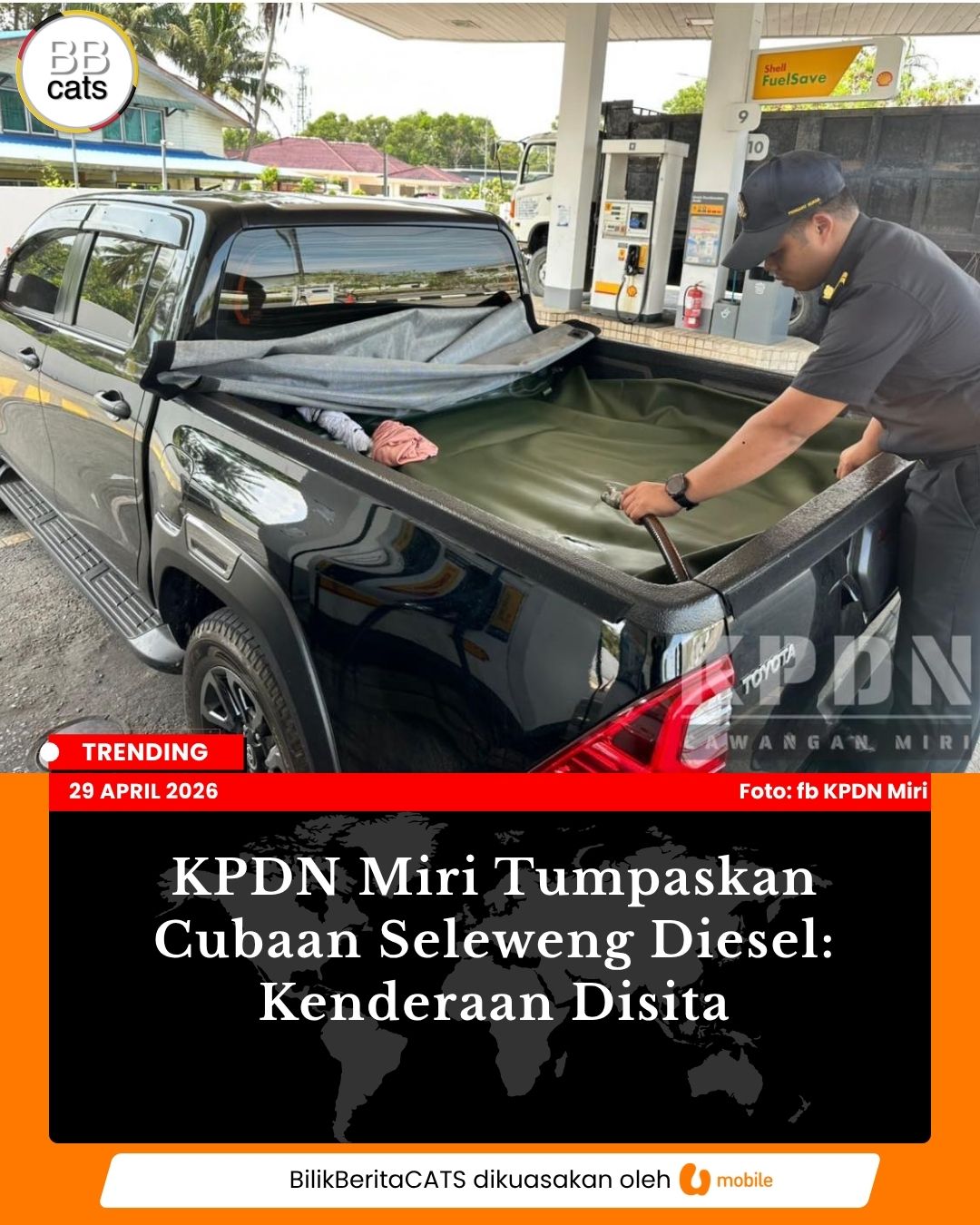 KPDN Miri Tumpaskan Cubaan Seleweng Diesel: Kenderaan Disita