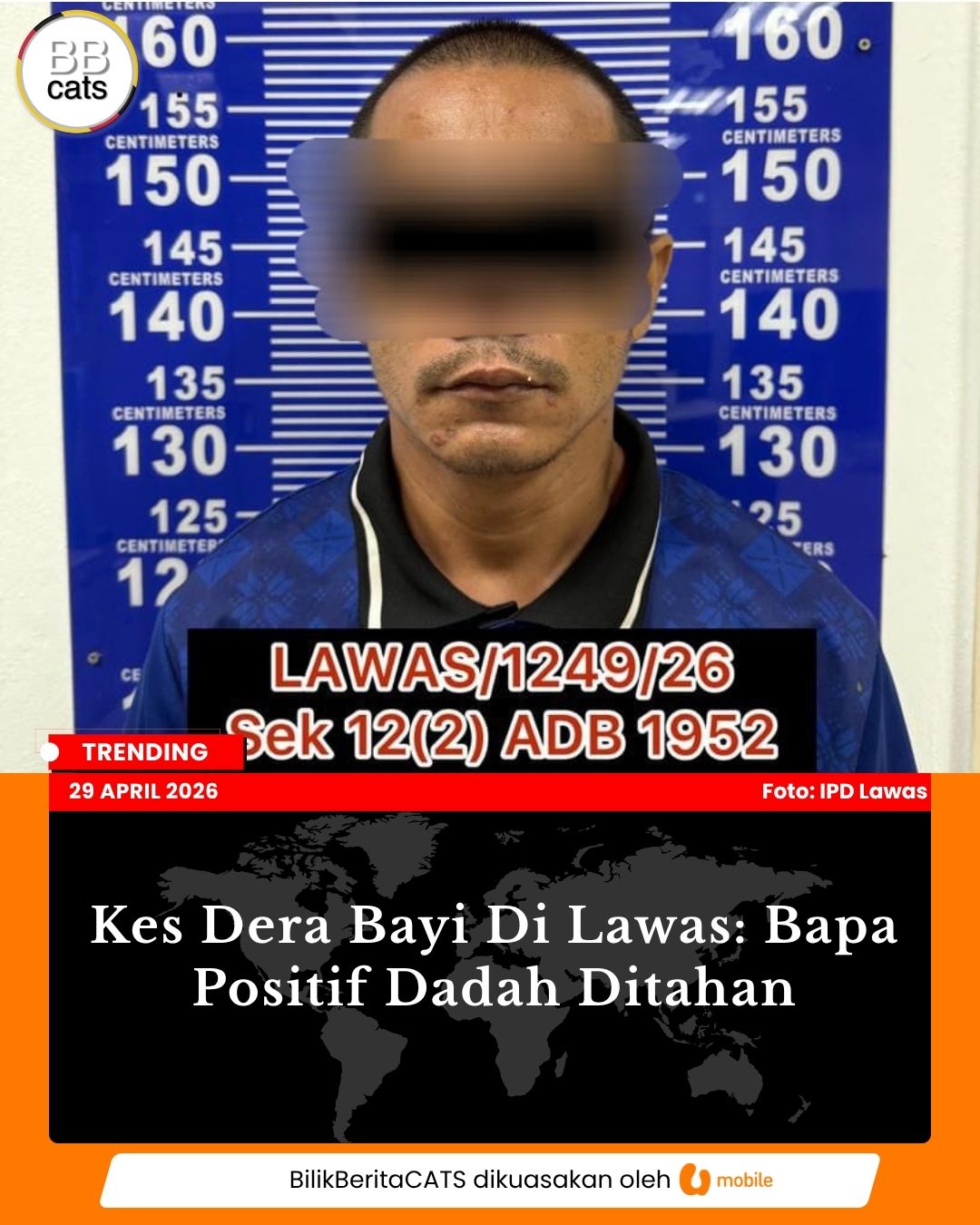 Kes Dera Bayi Di Lawas: Bapa Positif Dadah Ditahan