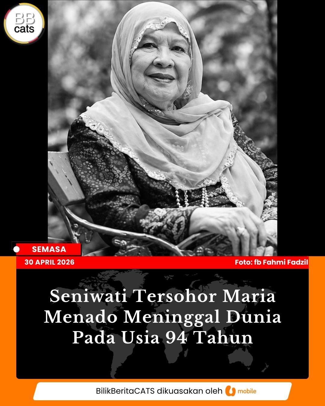 Seniwati Tersohor Maria Menado Meninggal Dunia Pada Usia 94 Tahun