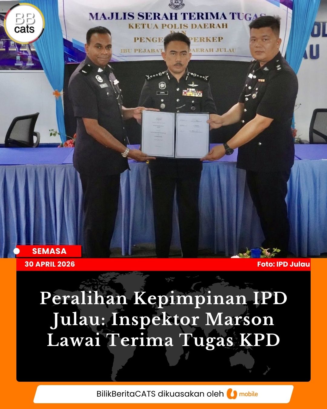 Peralihan Kepimpinan IPD Julau: Inspektor Marson Lawai Terima Tugas KPD