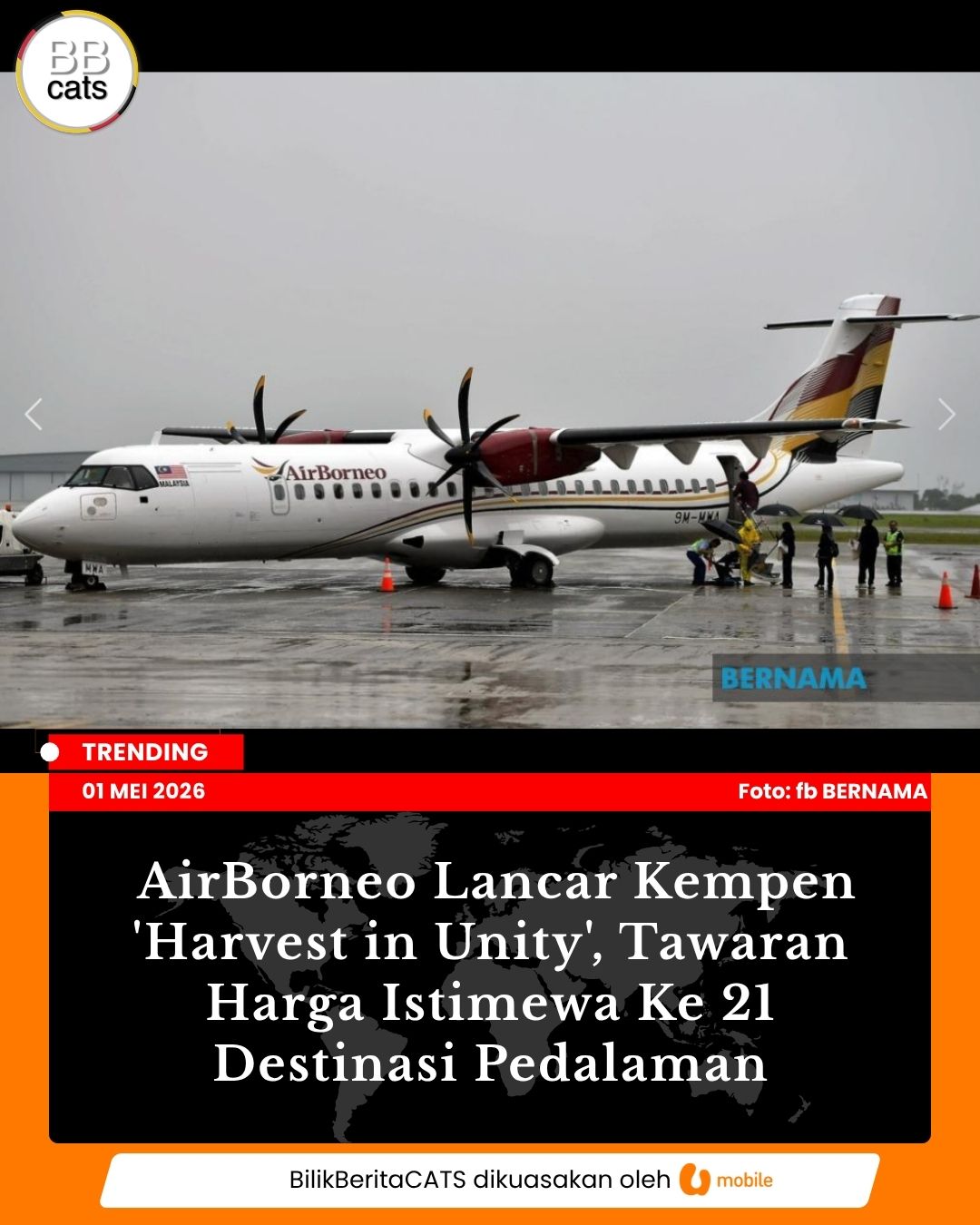AirBorneo Lancar Kempen 'Harvest in Unity', Tawaran Harga Istimewa Ke 21 Destinasi Pedalaman