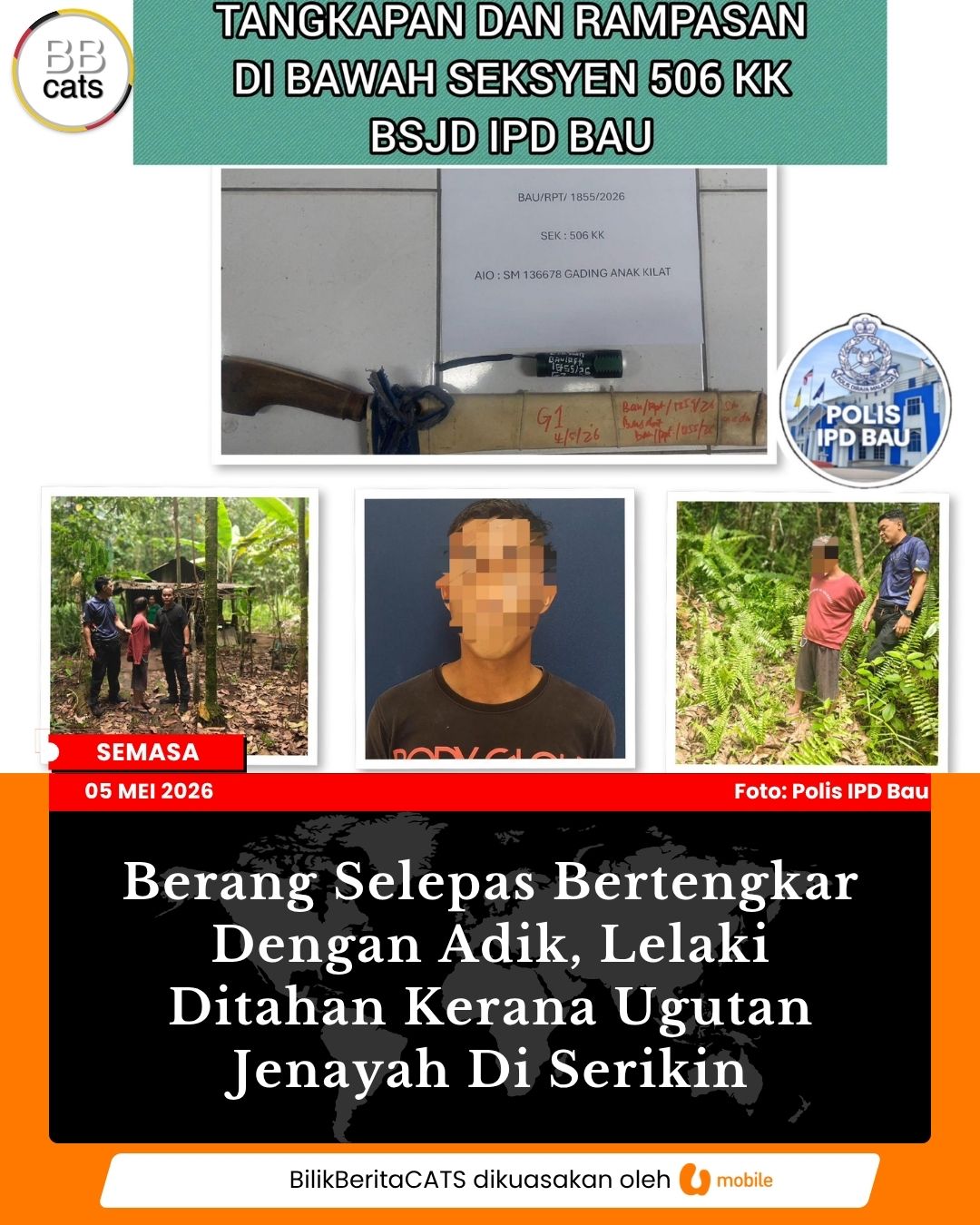 Berang Selepas Bertengkar Dengan Adik, Lelaki Ditahan Kerana Ugutan Jenayah Di Serikin