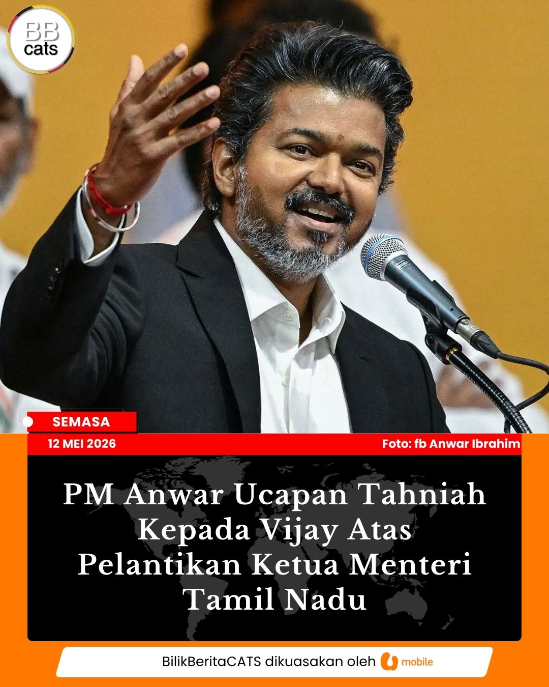 PM Anwar Ucapan Tahniah Kepada Vijay Atas Pelantikan Ketua Menteri Tamil Nadu