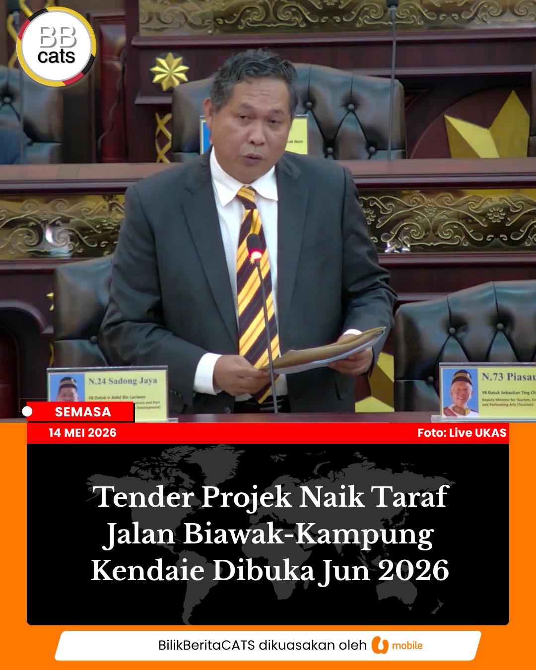 Tender Projek Naik Taraf Jalan Biawak-Kampung Kendaie Dibuka Jun 2026