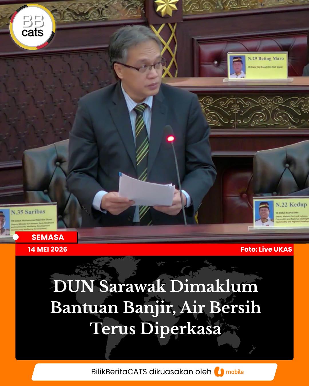 DUN Sarawak Dimaklum Bantuan Banjir, Air Bersih Terus Diperkasa