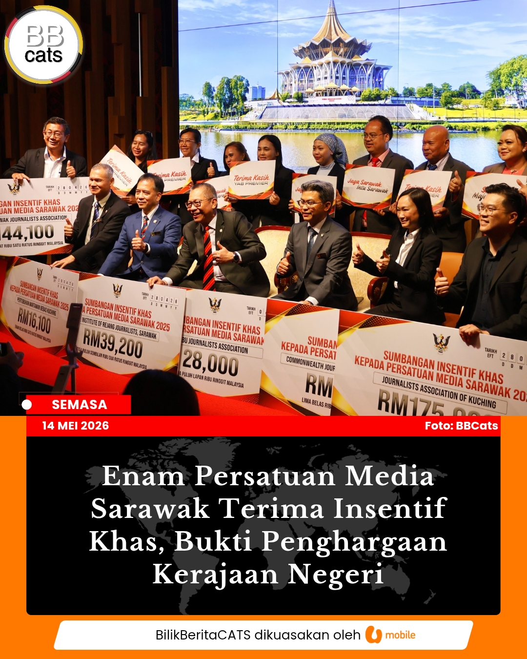 Enam Persatuan Media Sarawak Terima Insentif Khas, Bukti Penghargaan Kerajaan Negeri