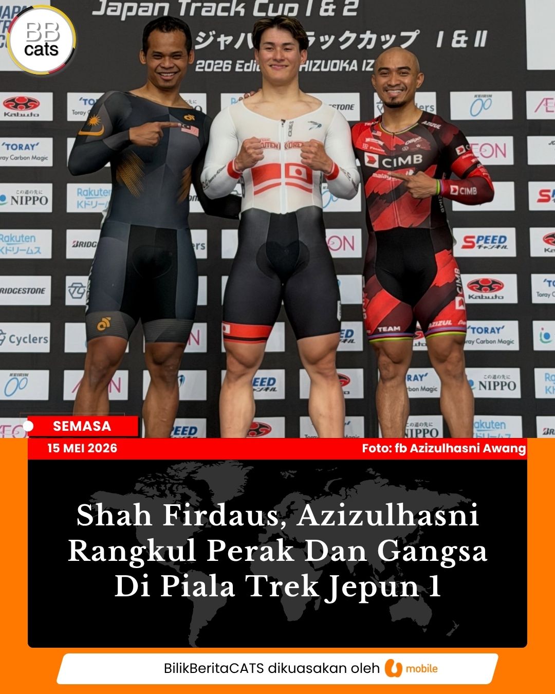 Shah Firdaus, Azizulhasni Rangkul Perak Dan Gangsa Di Piala Trek Jepun 1
