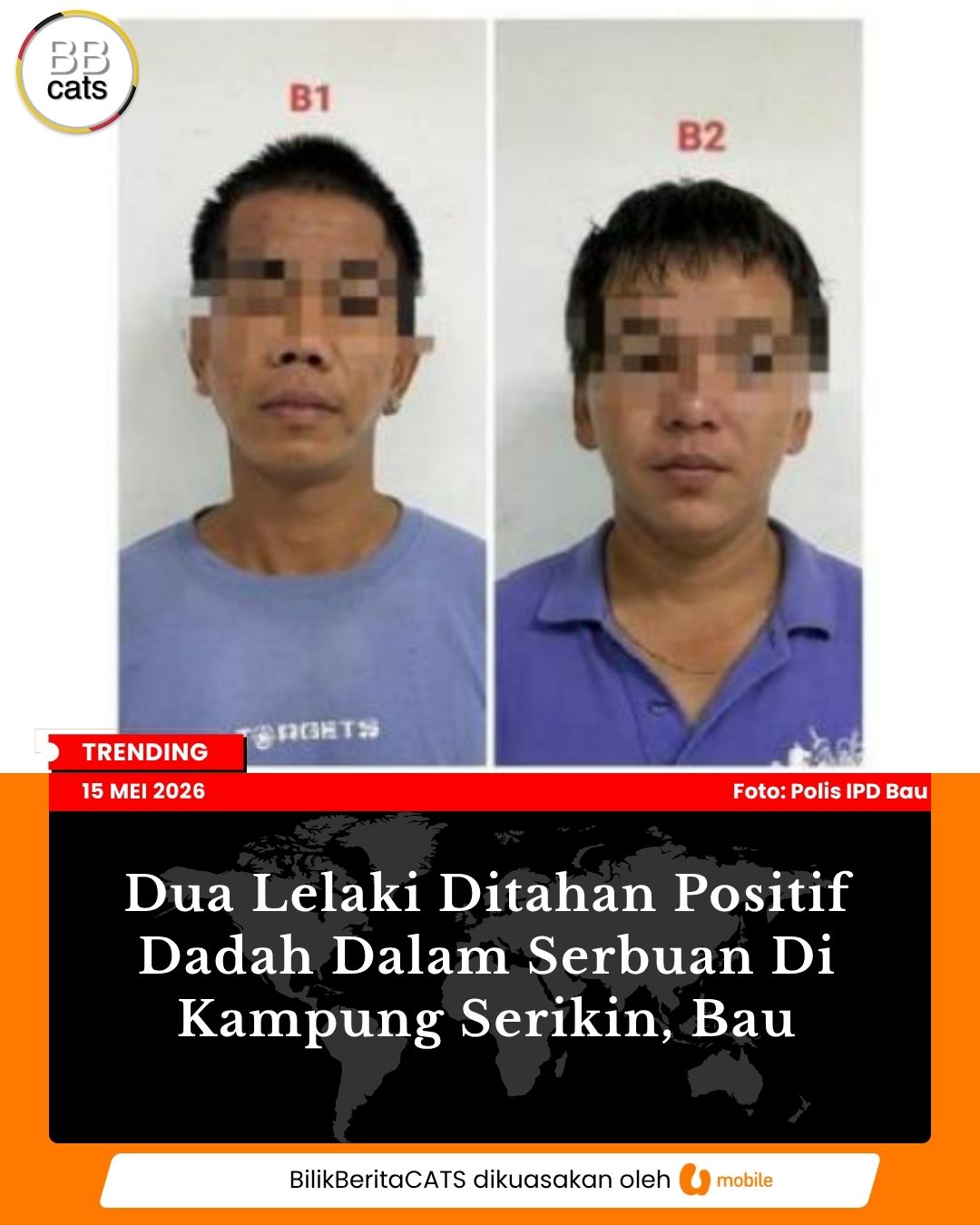 Dua Lelaki Ditahan Positif Dadah Dalam Serbuan Di Kampung Serikin, Bau