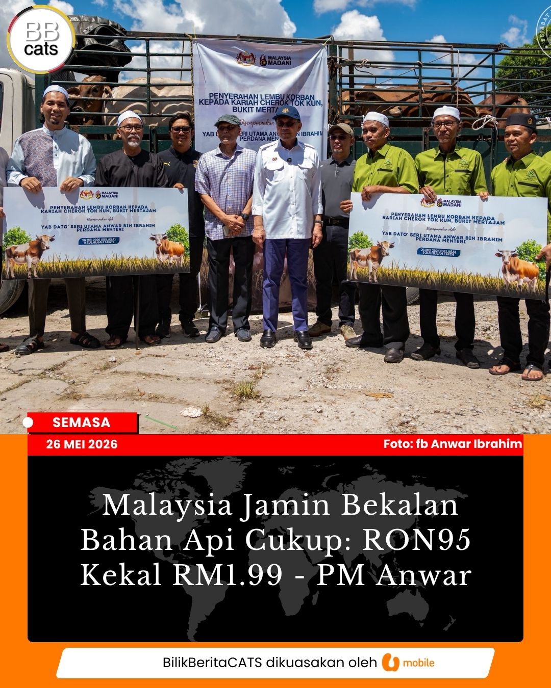 Malaysia Jamin Bekalan Bahan Api Cukup: RON95 Kekal RM1.99 - PM Anwar