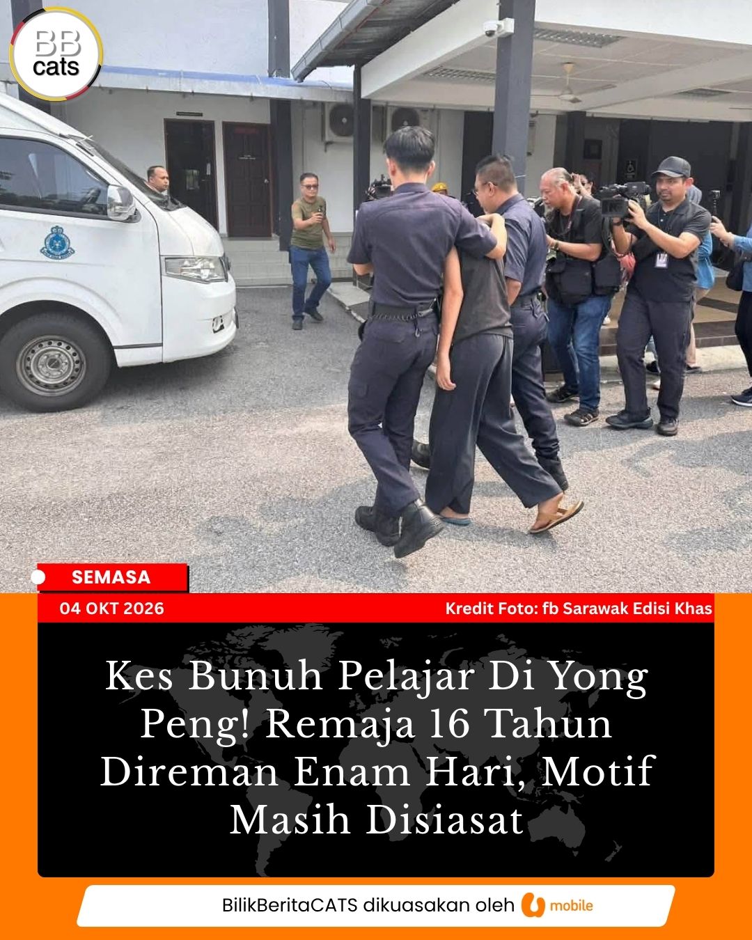 Kes Bunuh Pelajar Perempuan Di Yong Peng: Remaja 16 Tahun Direman Enam Hari
